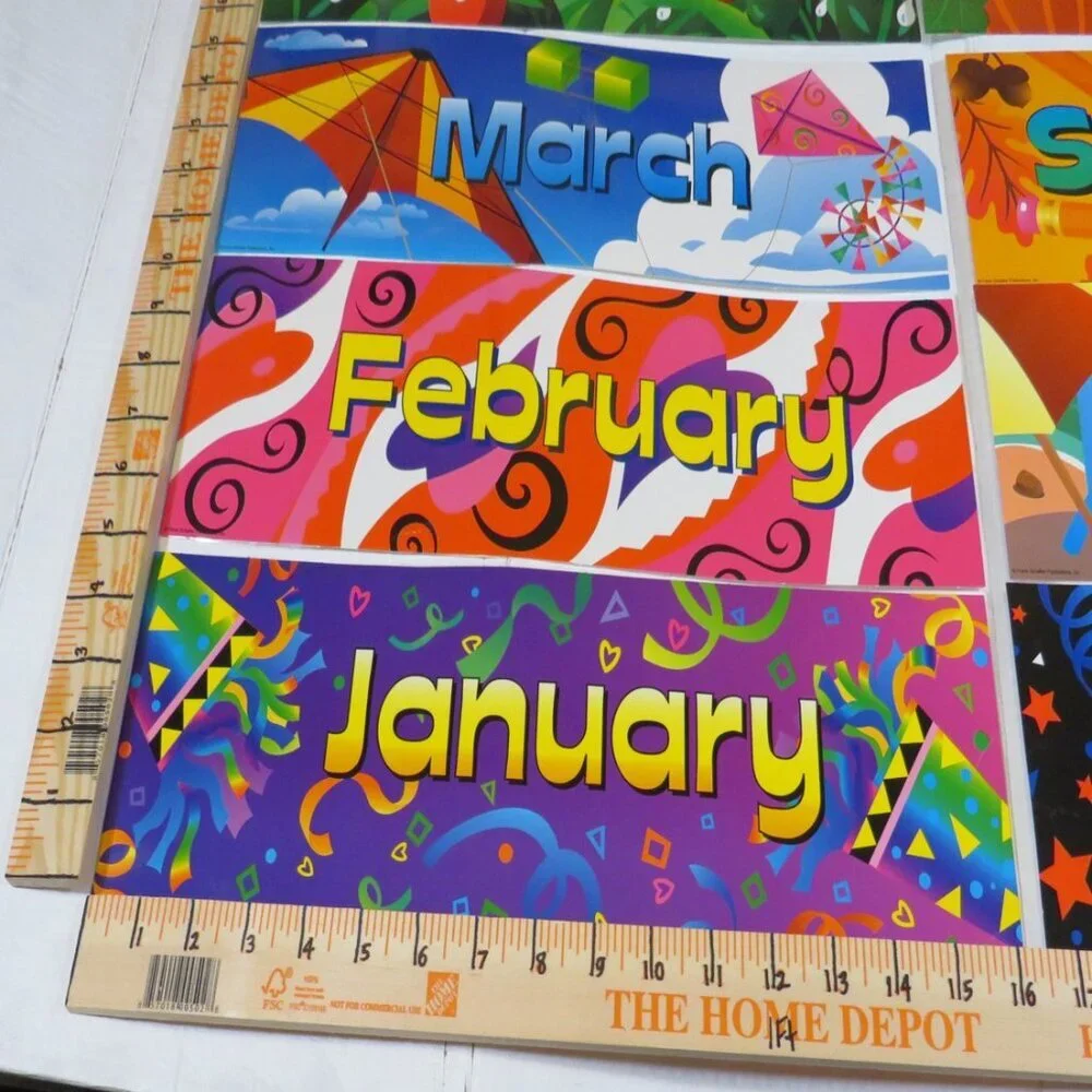 Months of Year Calendar Headers Complete set LAMINATED